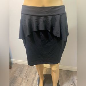 bebe black peplum mini skirt size L